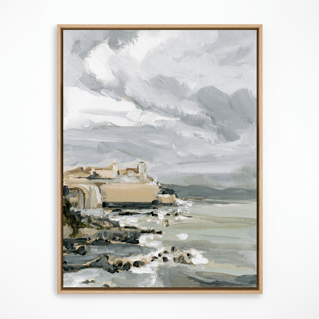 Antibes coast painting in natural frame