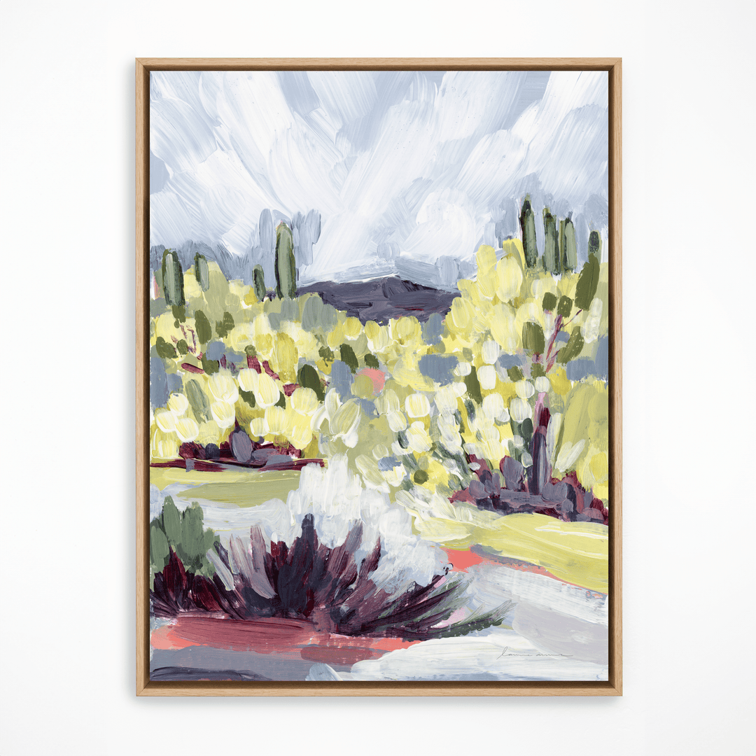 Brush Desert II painting with natural frame
