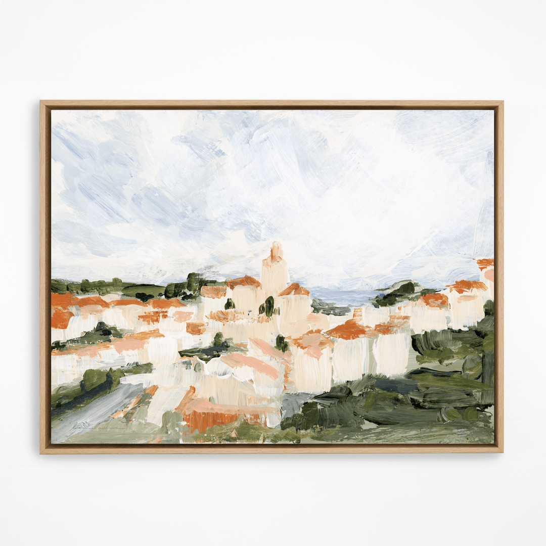 Cadaqués cityscape painting in a natural frame