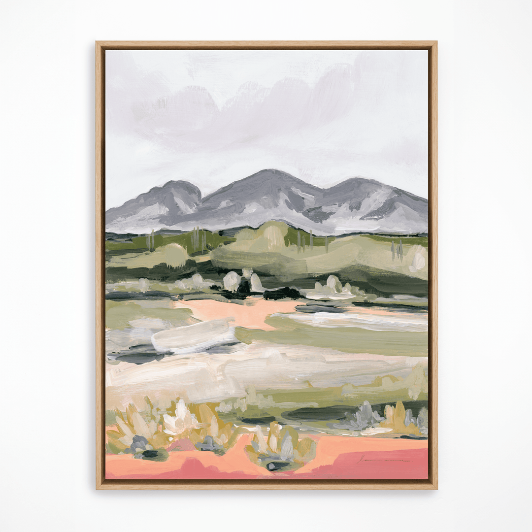 Camelback natural frame painting of mountains and landscape.