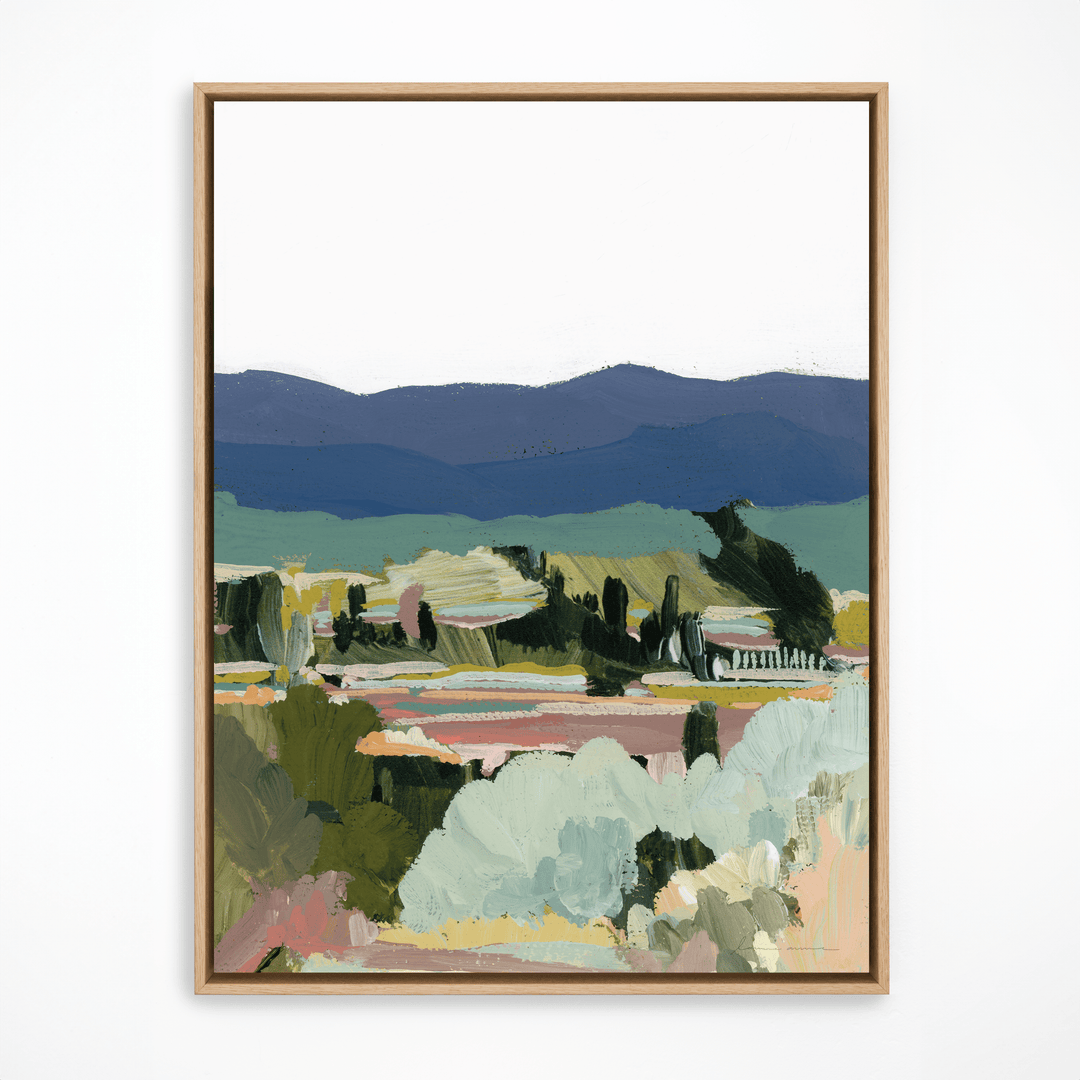 Catalonia Hills landscape painting in a natural frame