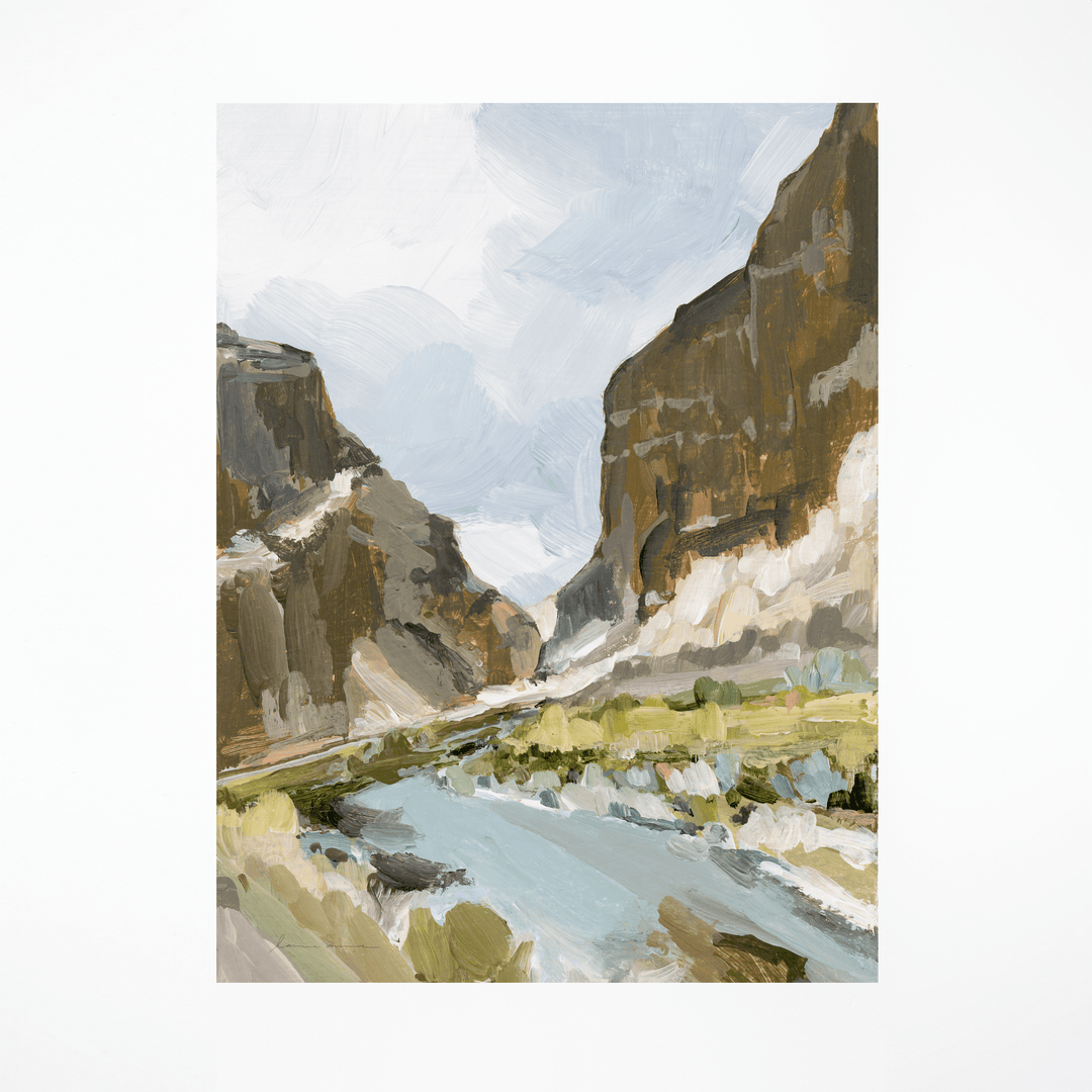 Day River print - abstract painting of a river canyon.