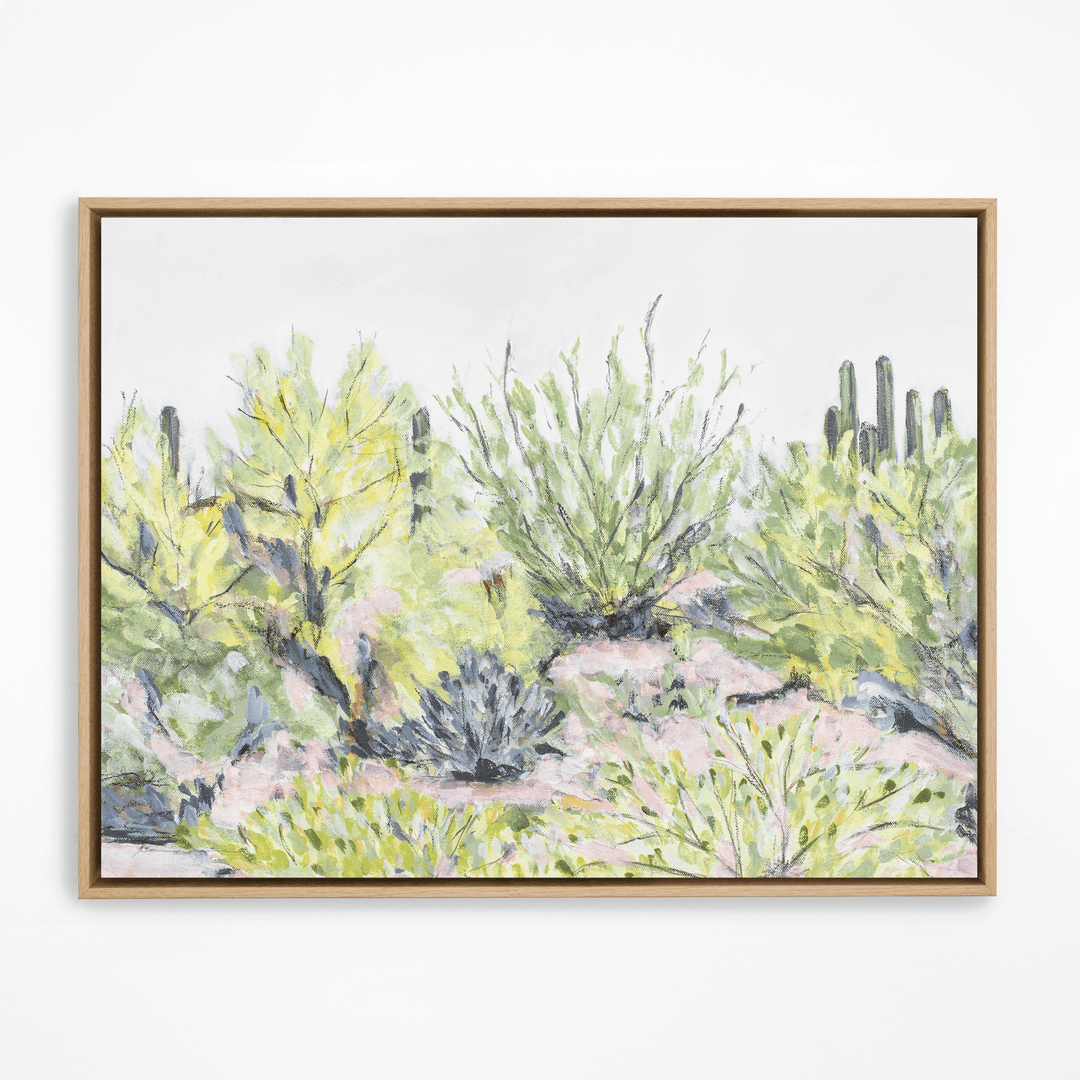 Desert plants painting in natural frame