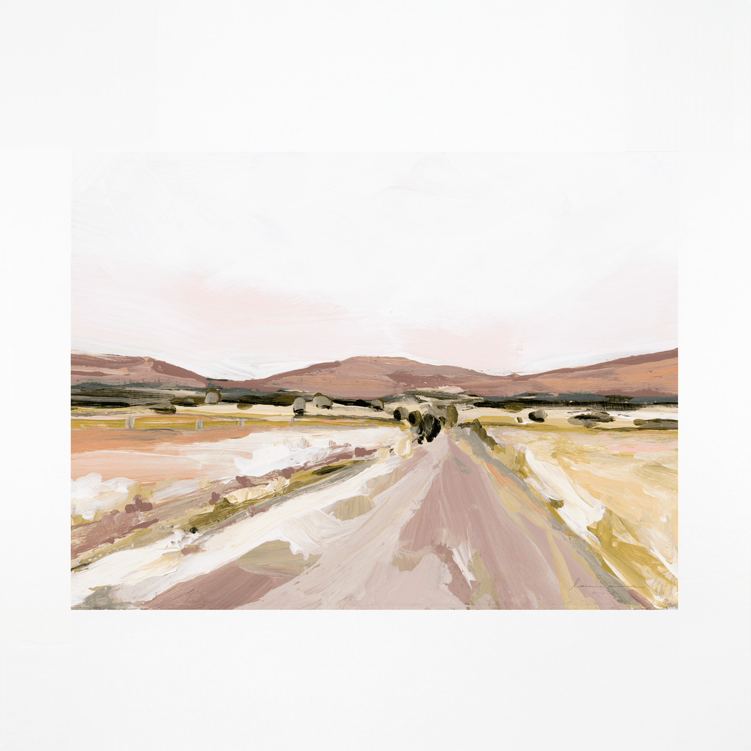 Desert road print, art print of desert landscape.