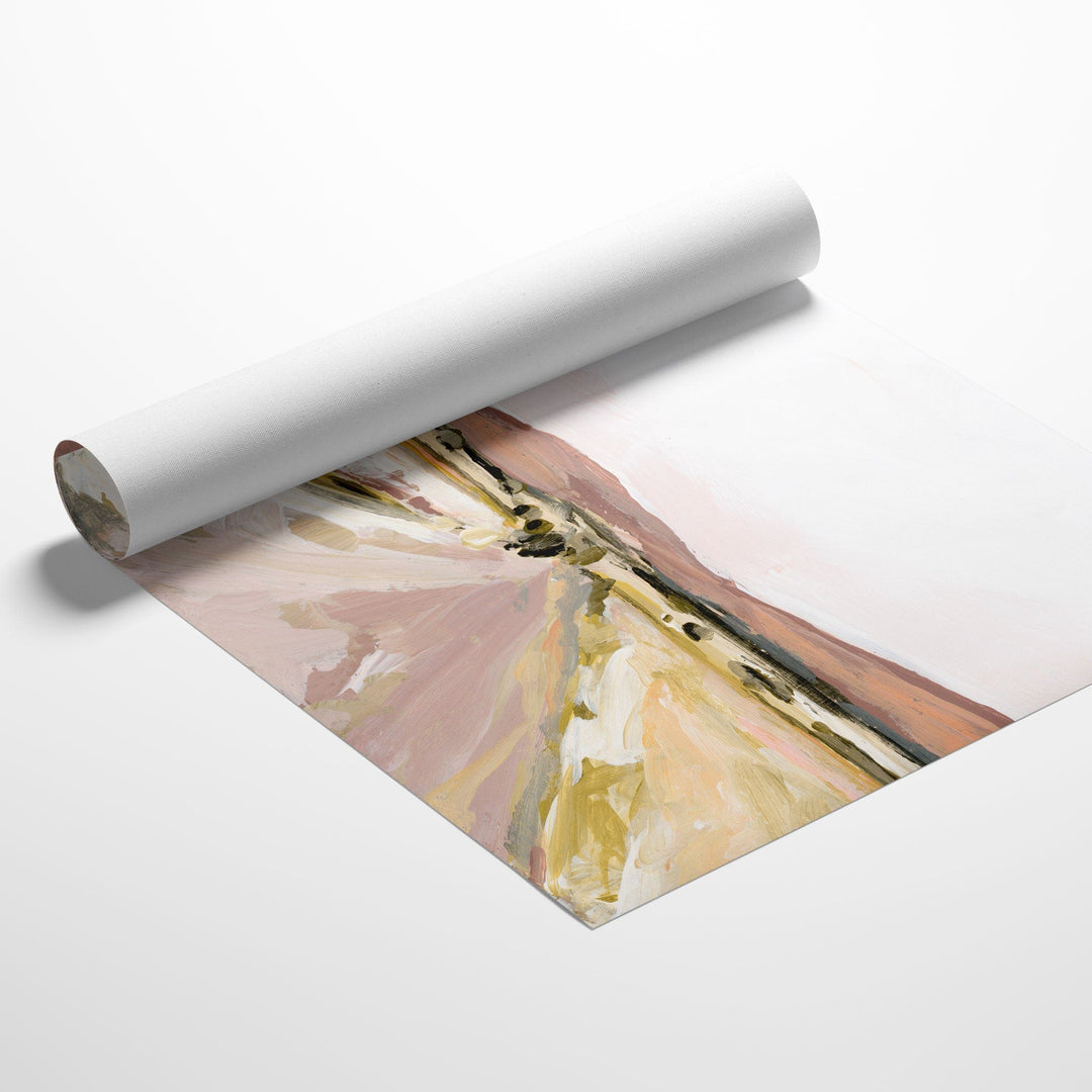 Desert road abstract art rolled canvas print