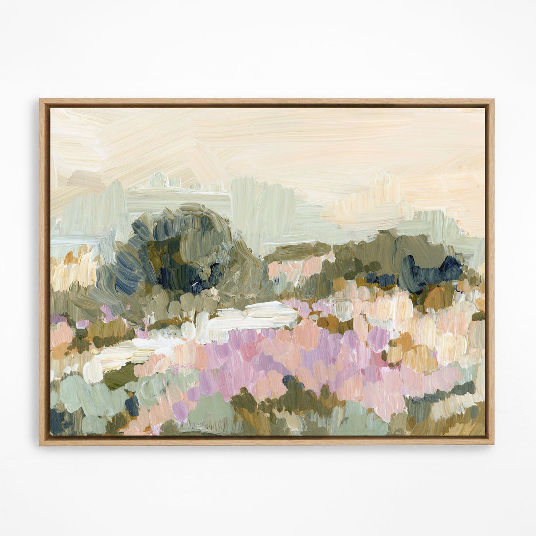 End-of-Summer landscape painting in a natural frame