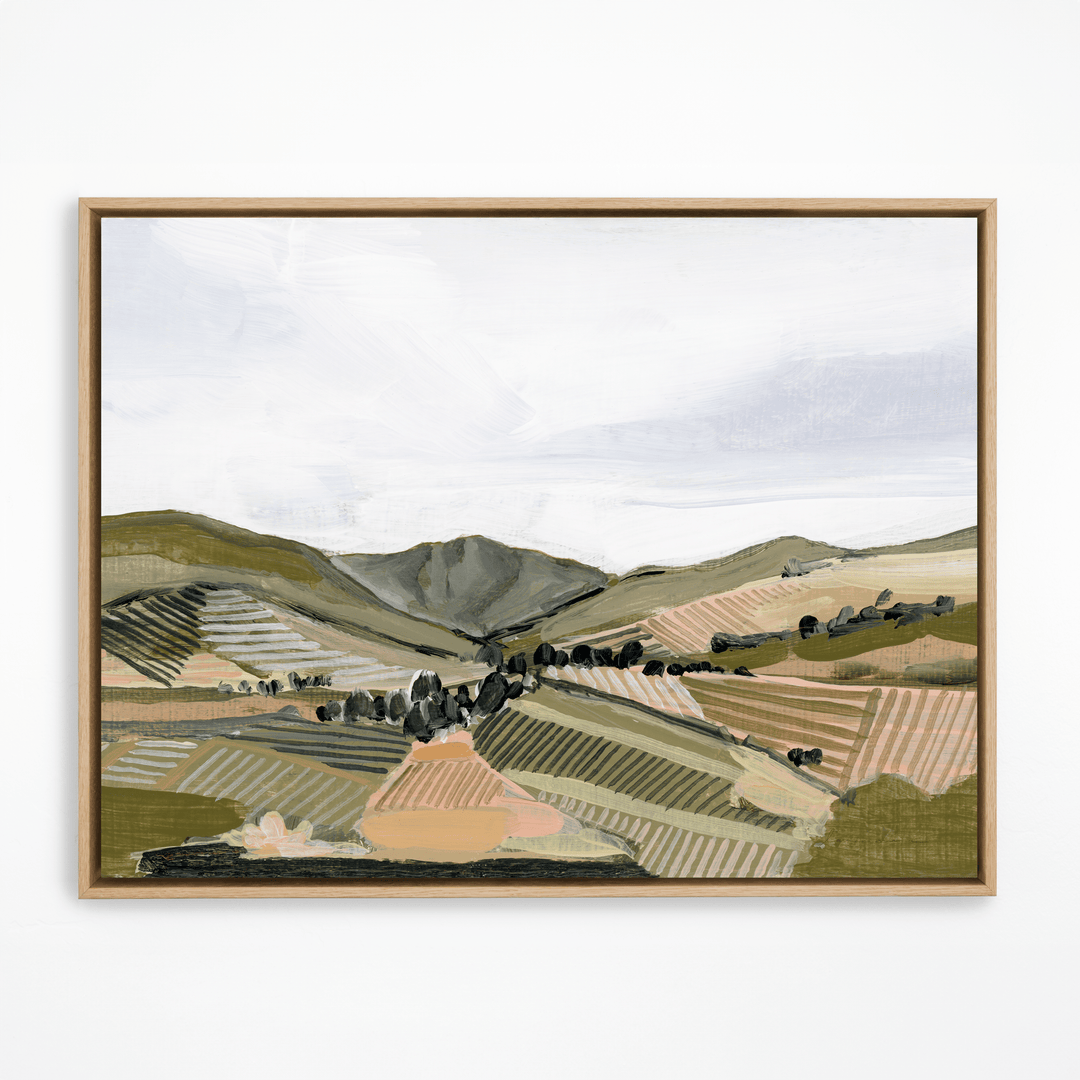 Fields landscape art in natural frame