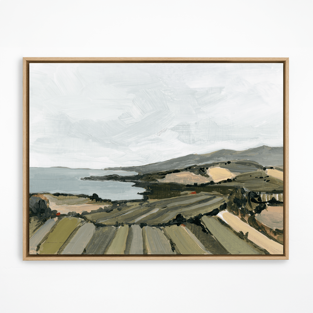 French coast landscape painting in natural frame