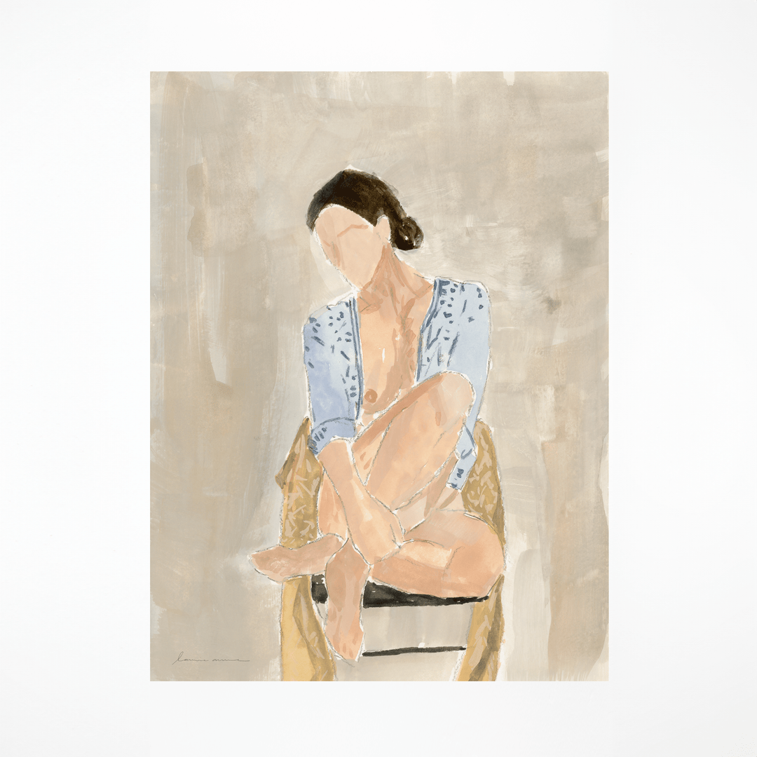 Girl in blue shirt print