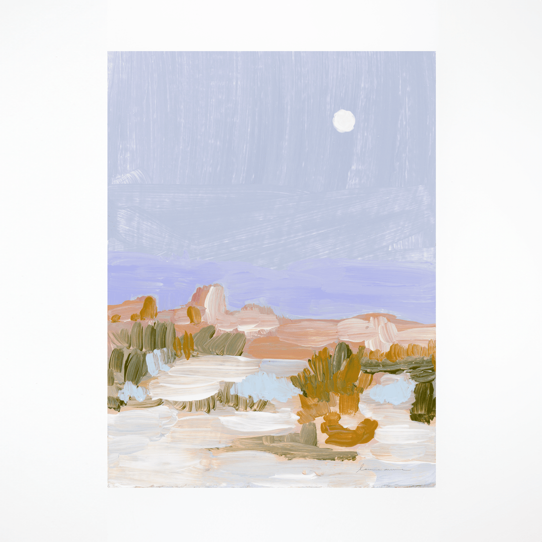 Landscape painting with moon.