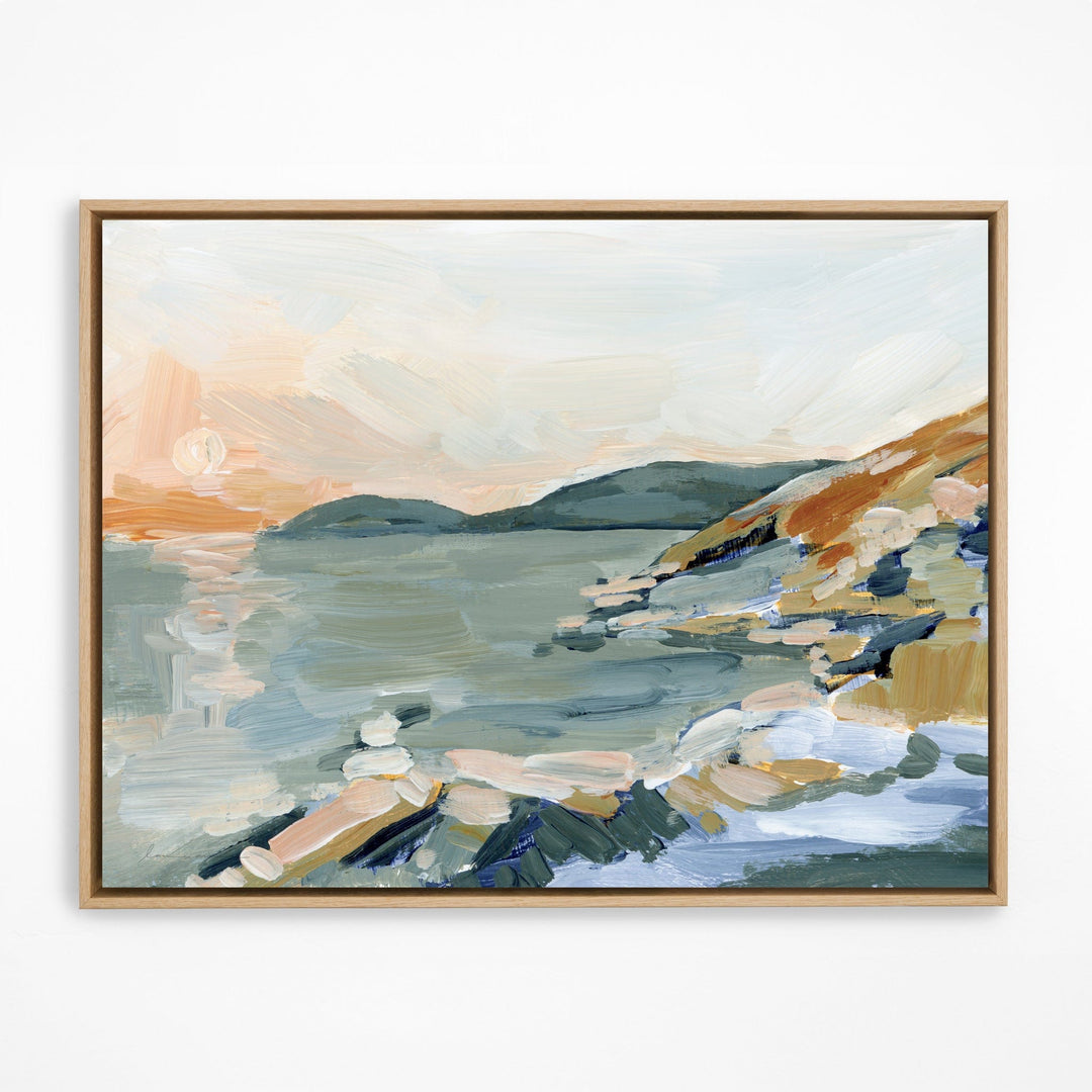 Marble Coast painting in natural frame