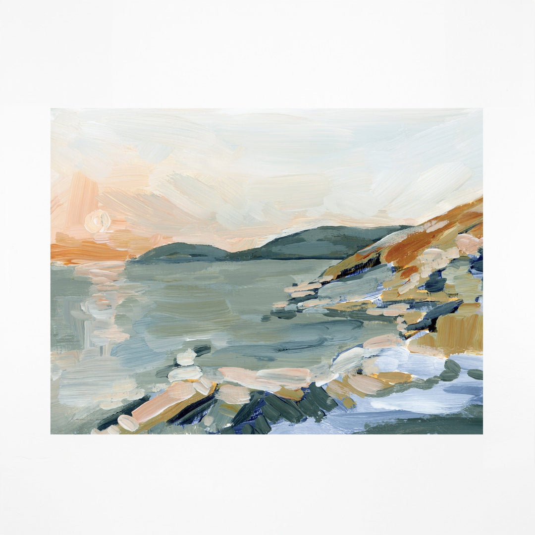 Marble Coast print of sunset over ocean