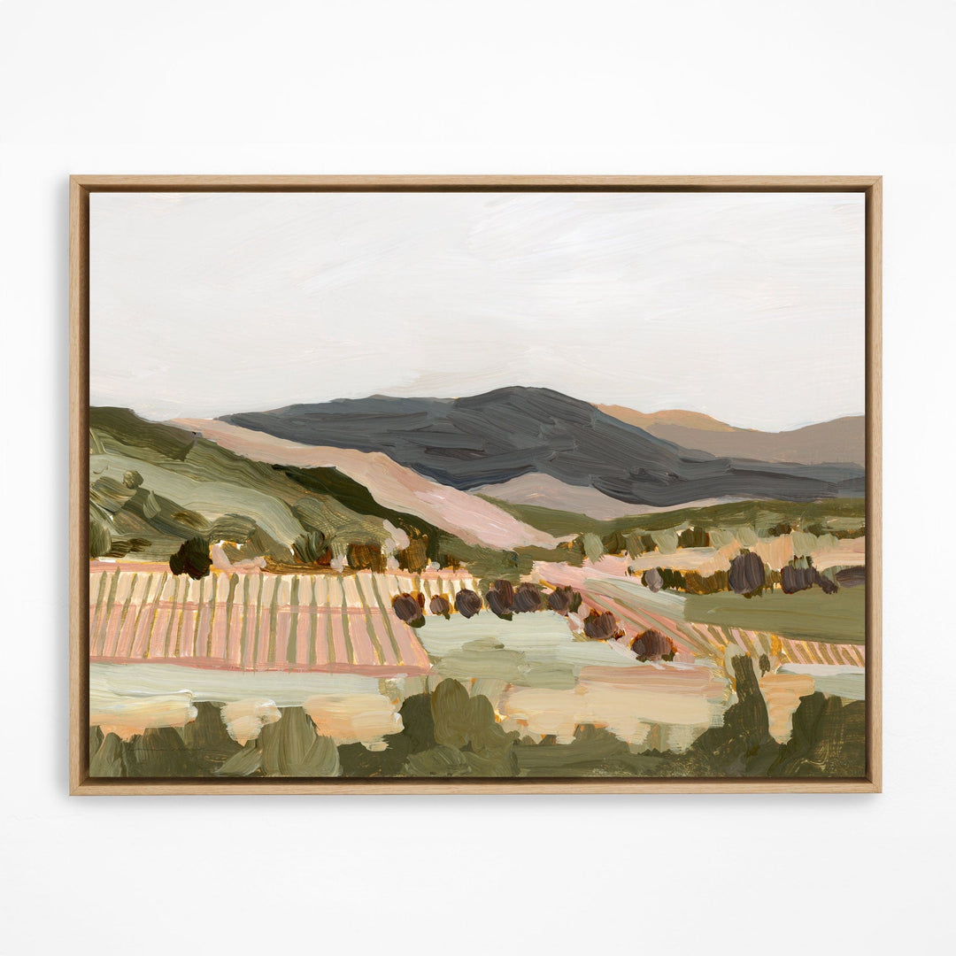 Napa Valley landscape painting in natural wood frame