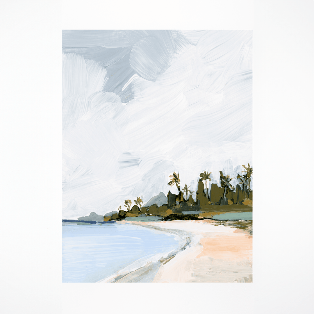 Abstract beach scene with palm trees
