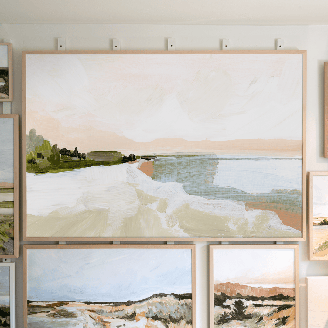 Peach Beach painting of ocean and sand.