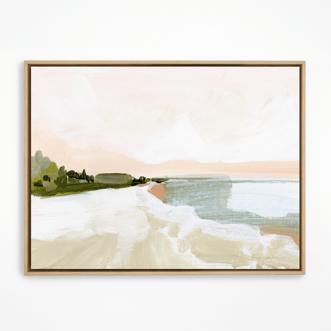 Peach Beach natural framed art print