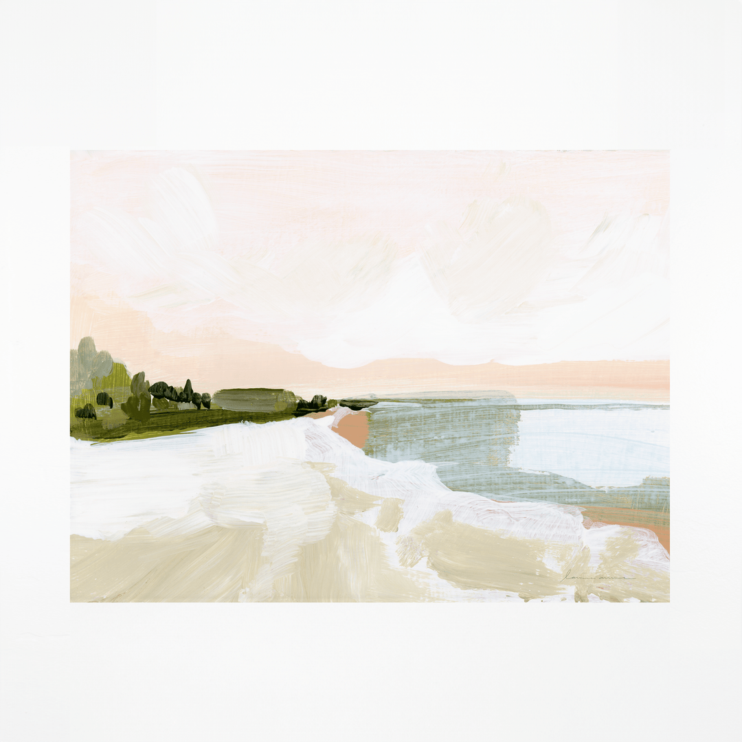 Peach Beach print, abstract beach art print.