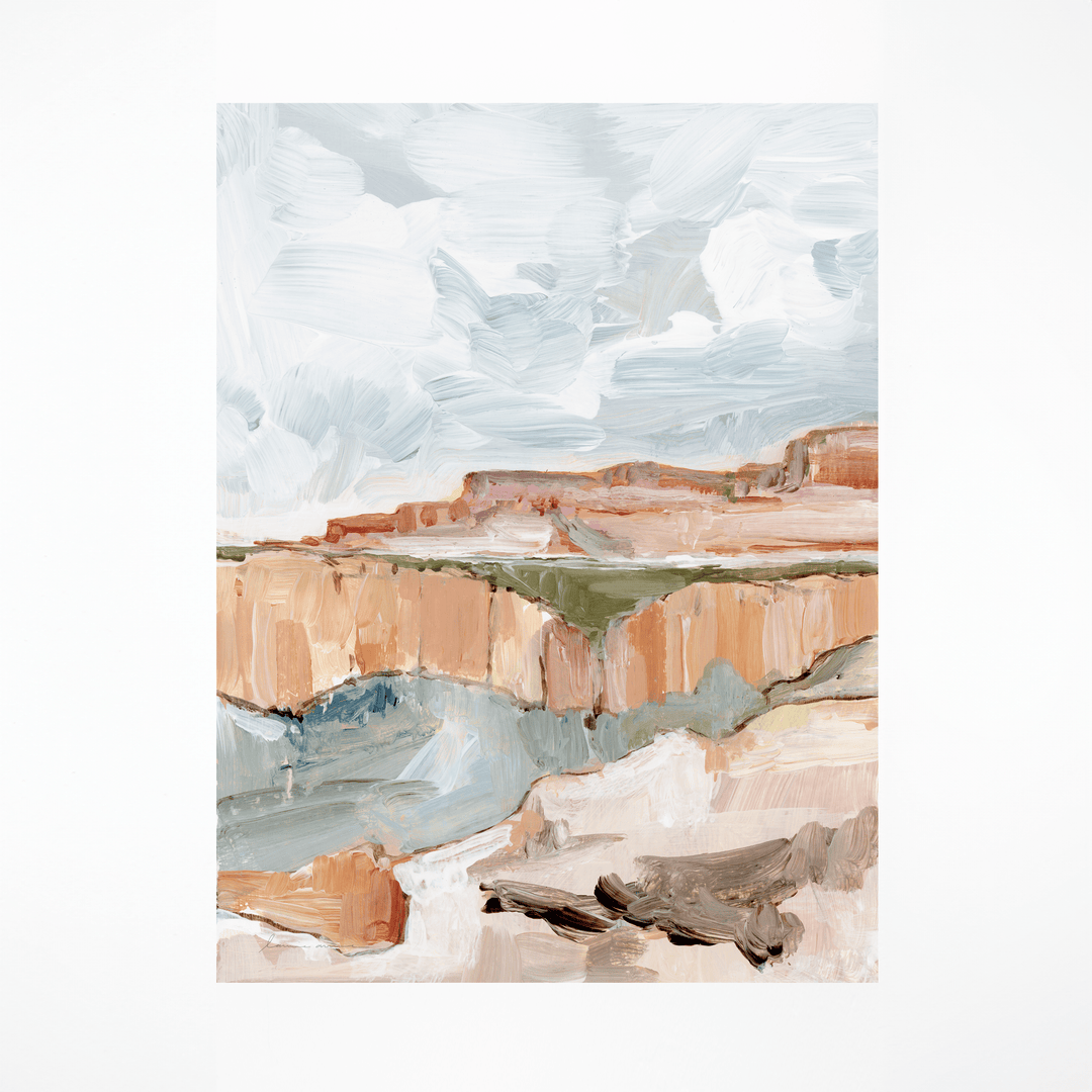 Ravine landscape print, abstract painting