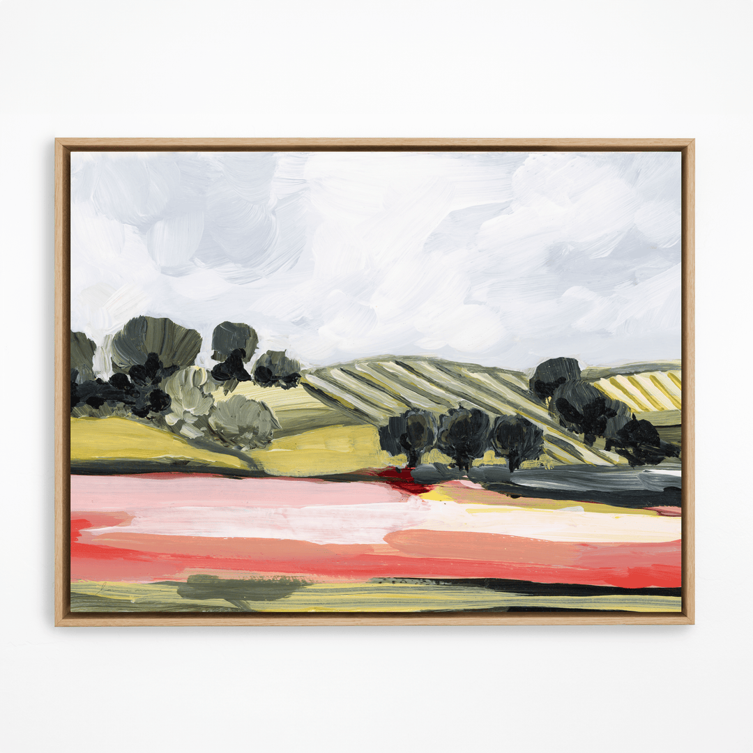 Red fields natural frame art