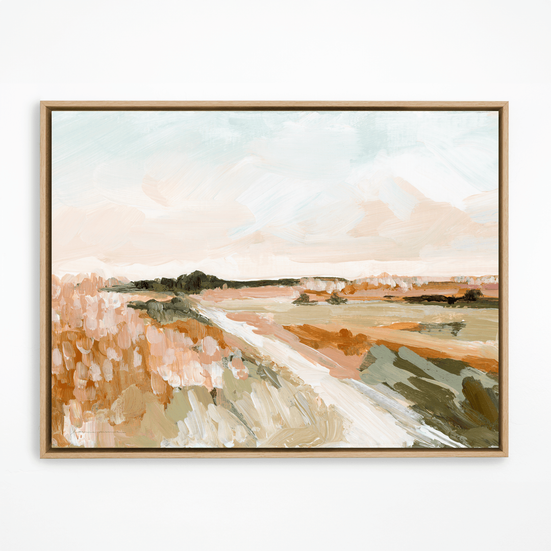 Natural framed reeds landscape painting