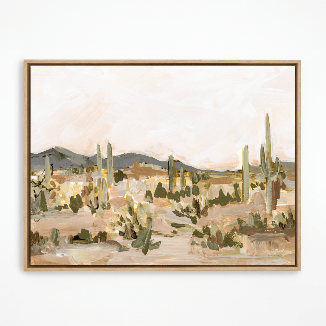 Saguaro cactus painting in natural frame