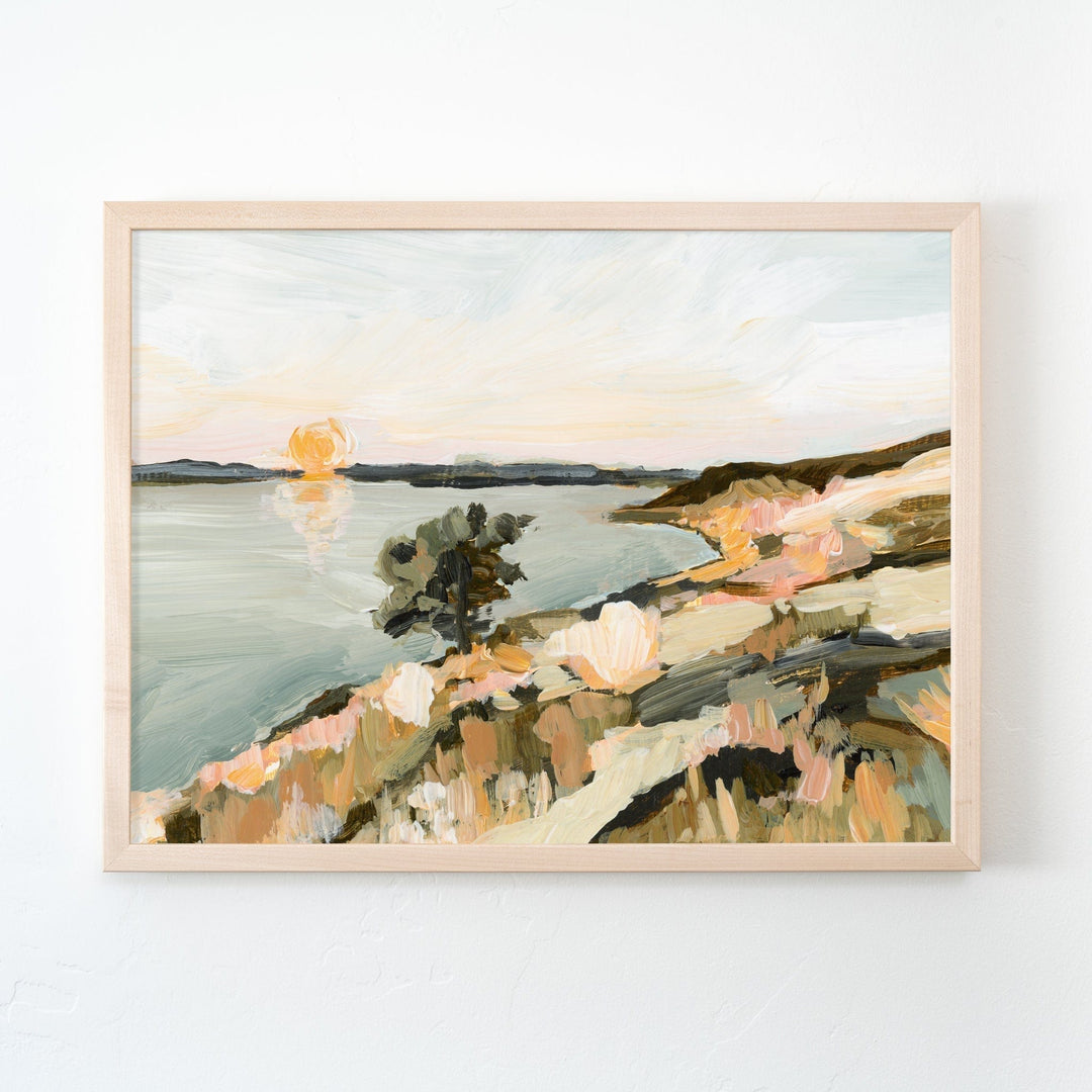 San Juan Island landscape painting with sunset