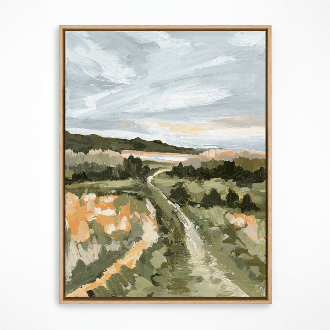 Sea Trail landscape painting in natural frame.