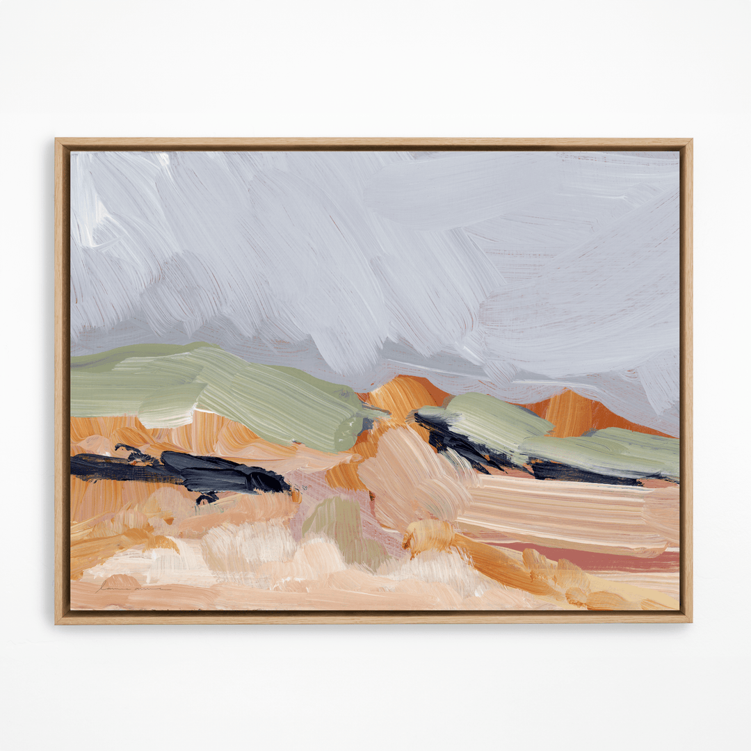 Summer storm landscape painting in natural frame