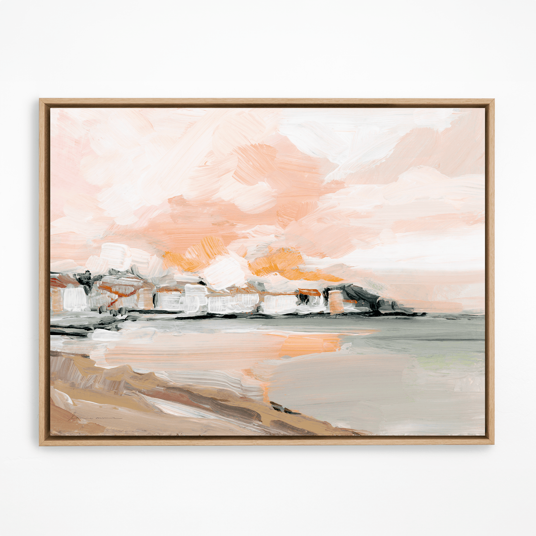 Sunrise painting in natural frame