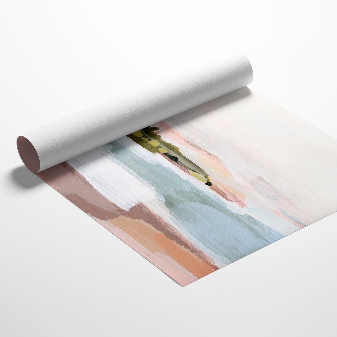 Rolled canvas art print of sunset shore abstract landscape