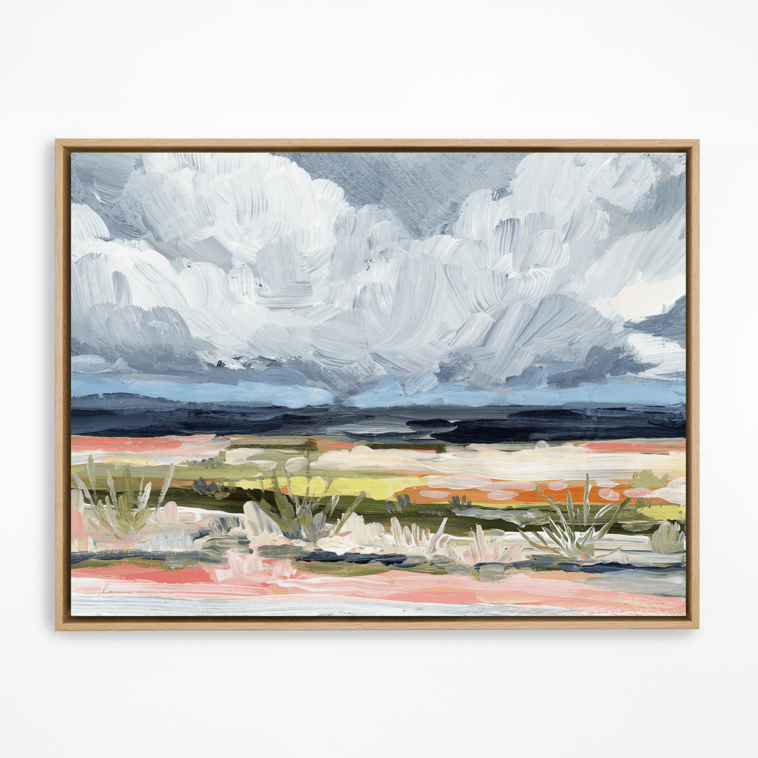 Super Bloom landscape painting in natural frame.