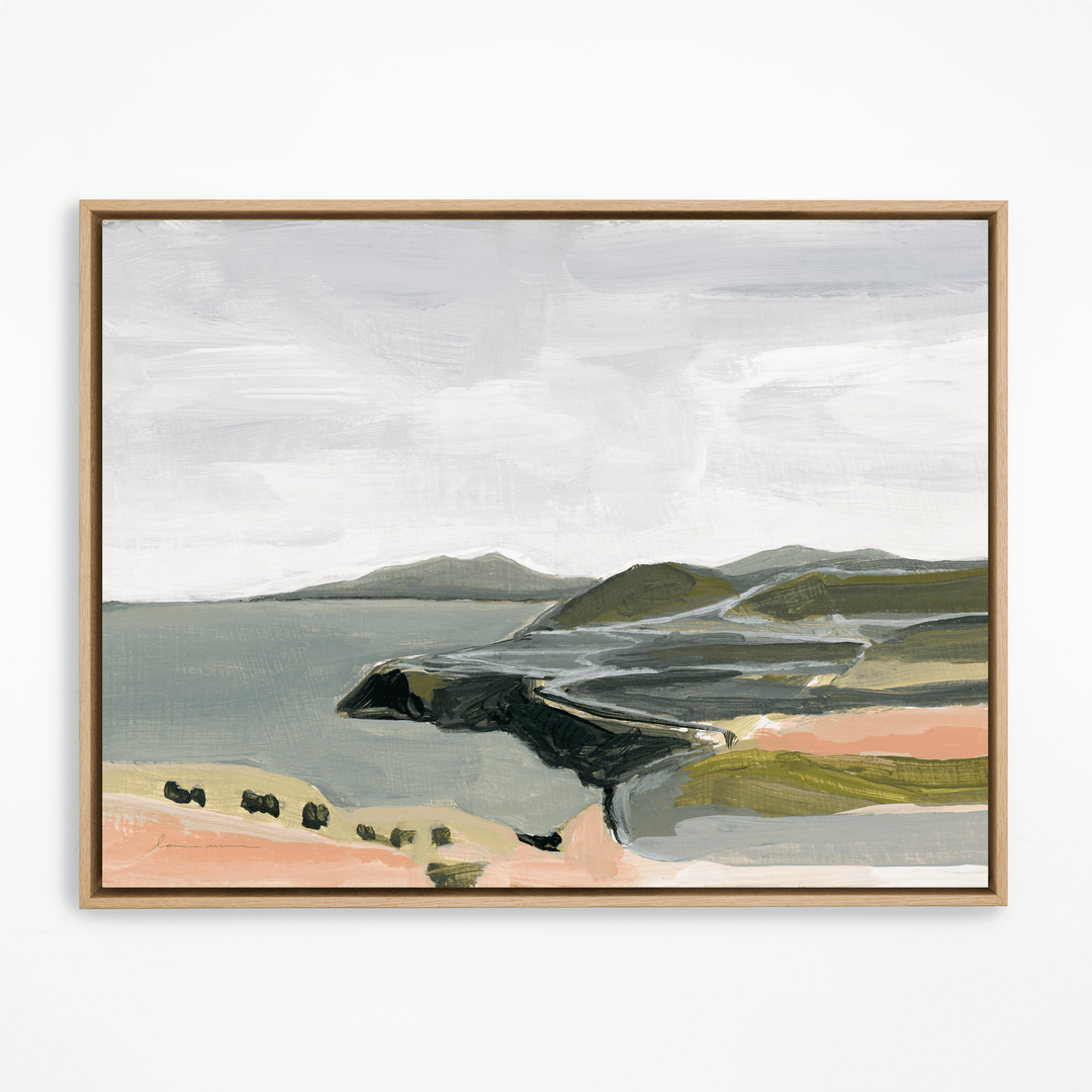 Coastal trails painting in natural frame