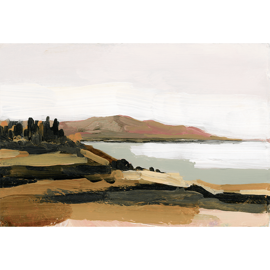Forest lake landscape painting.