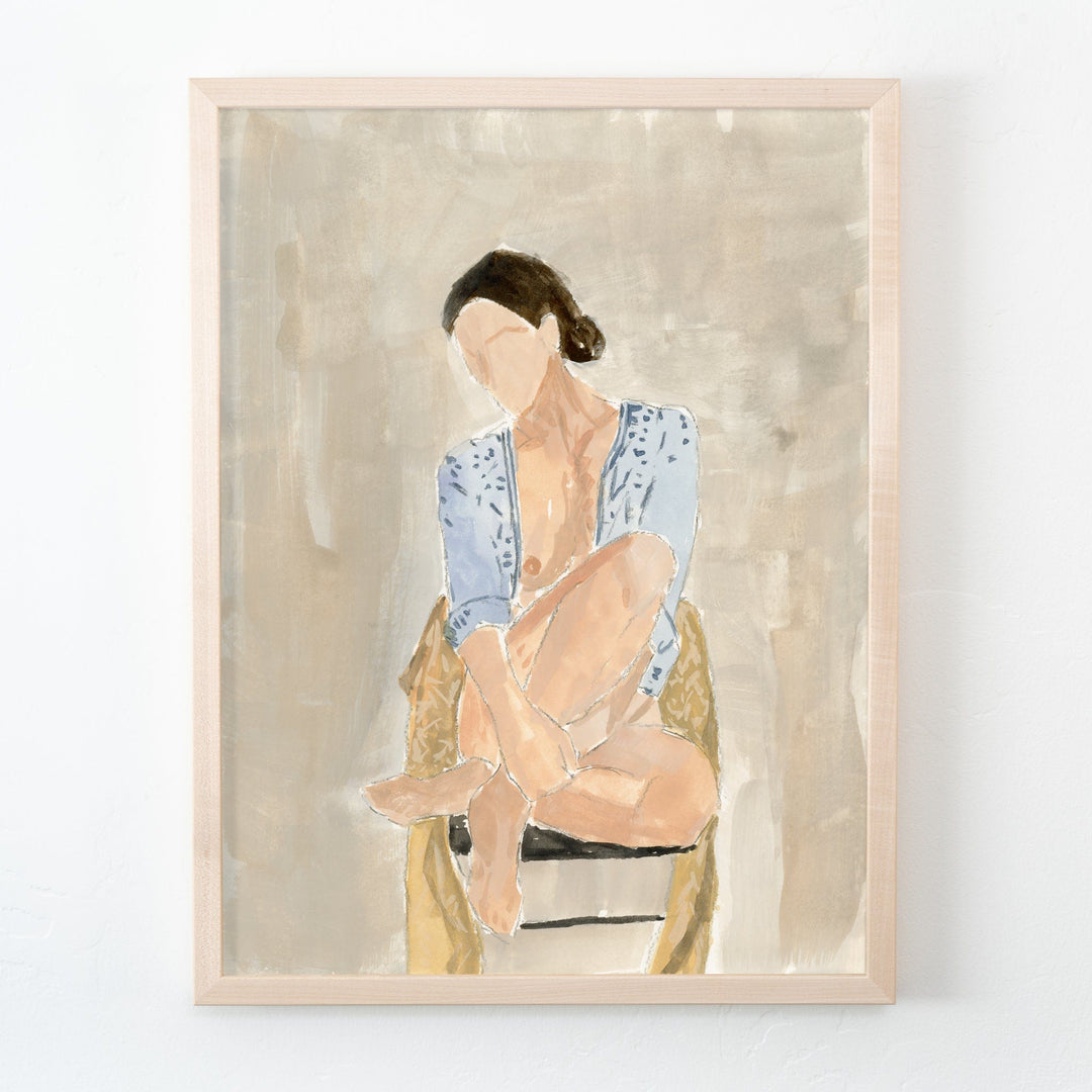 Girl in blue shirt art print