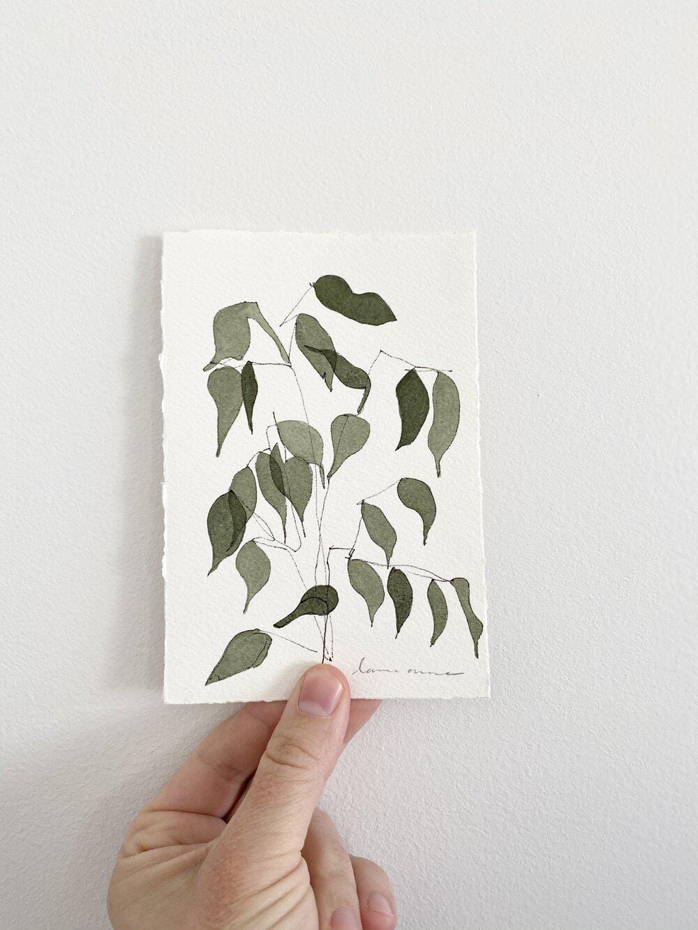 Hand holding watercolor plant art, IMG_3537