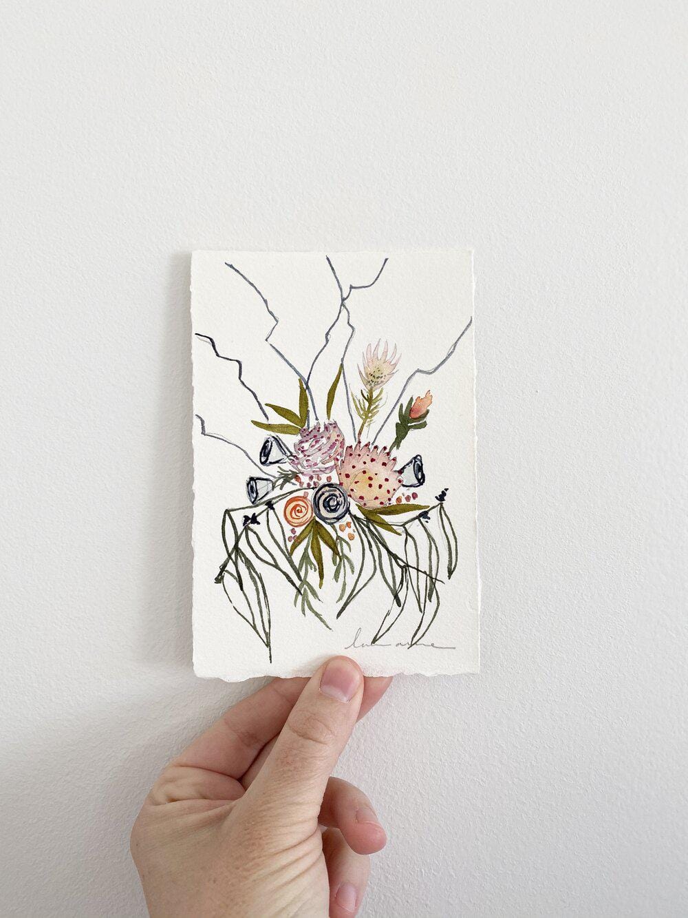 Watercolor floral art on paper