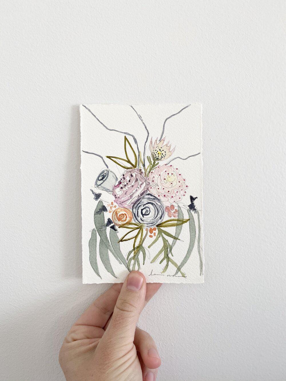 Watercolor floral bouquet artwork