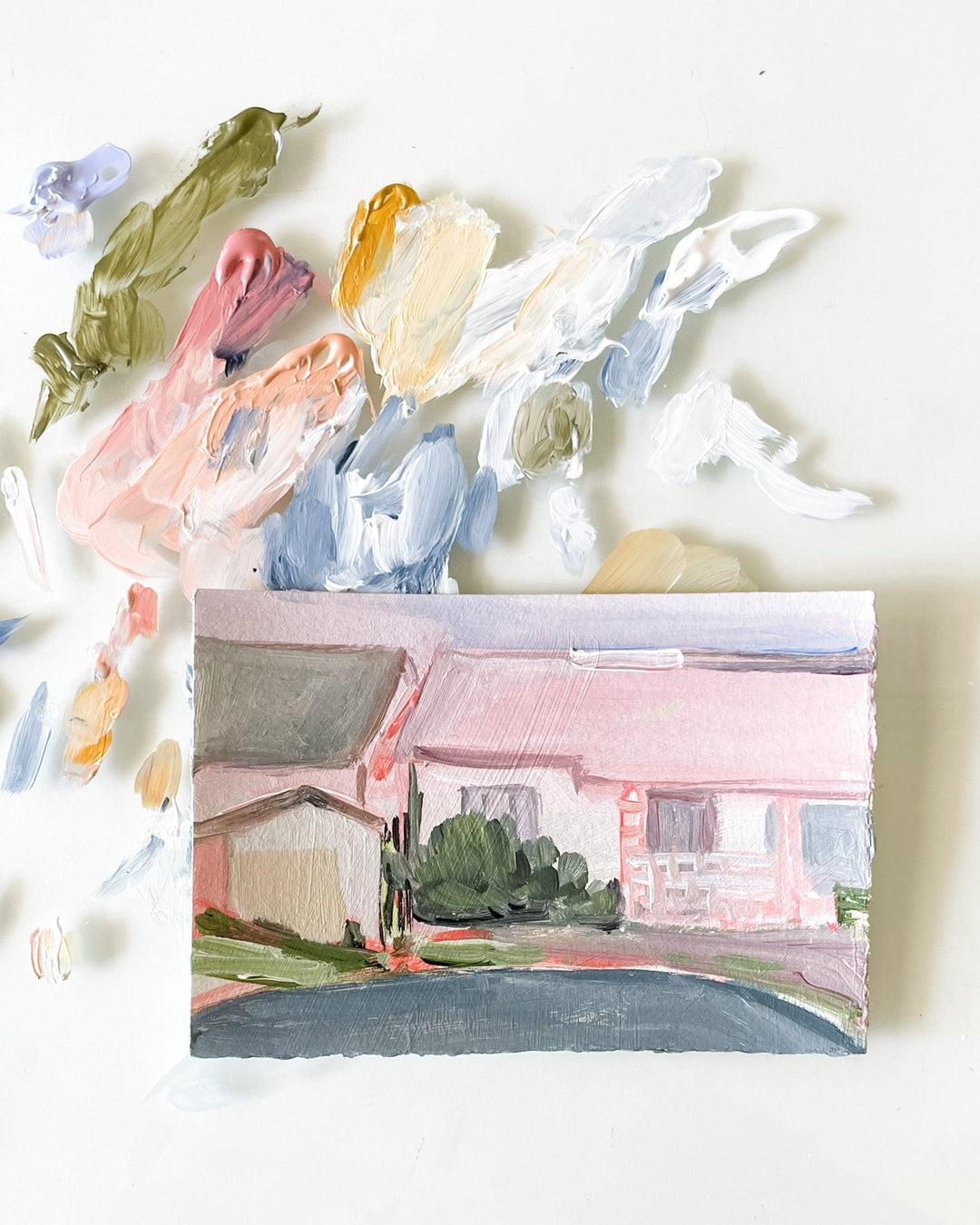 Painting of house with palette, IMG_6977