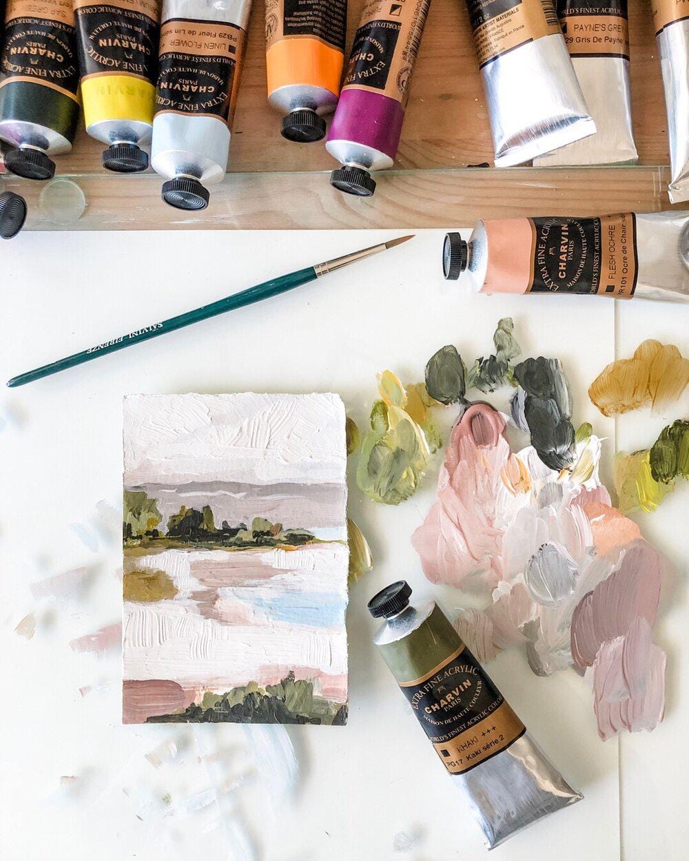 Art supplies and landscape painting, IMG_7036