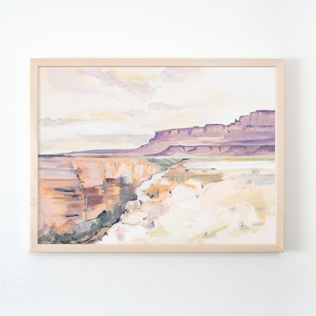 Marble Canyon watercolor painting in a frame.