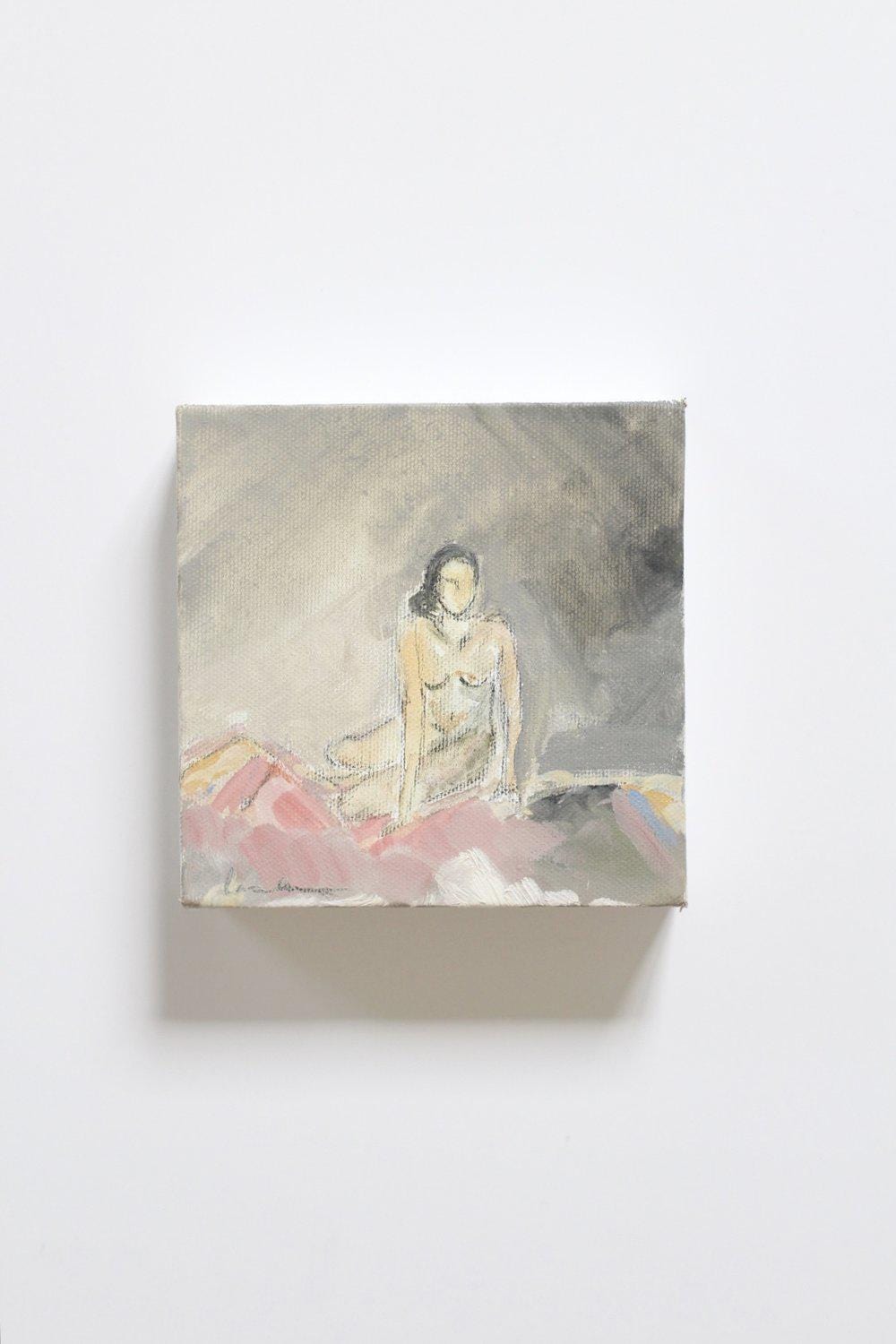 Painting of nude figure on canvas