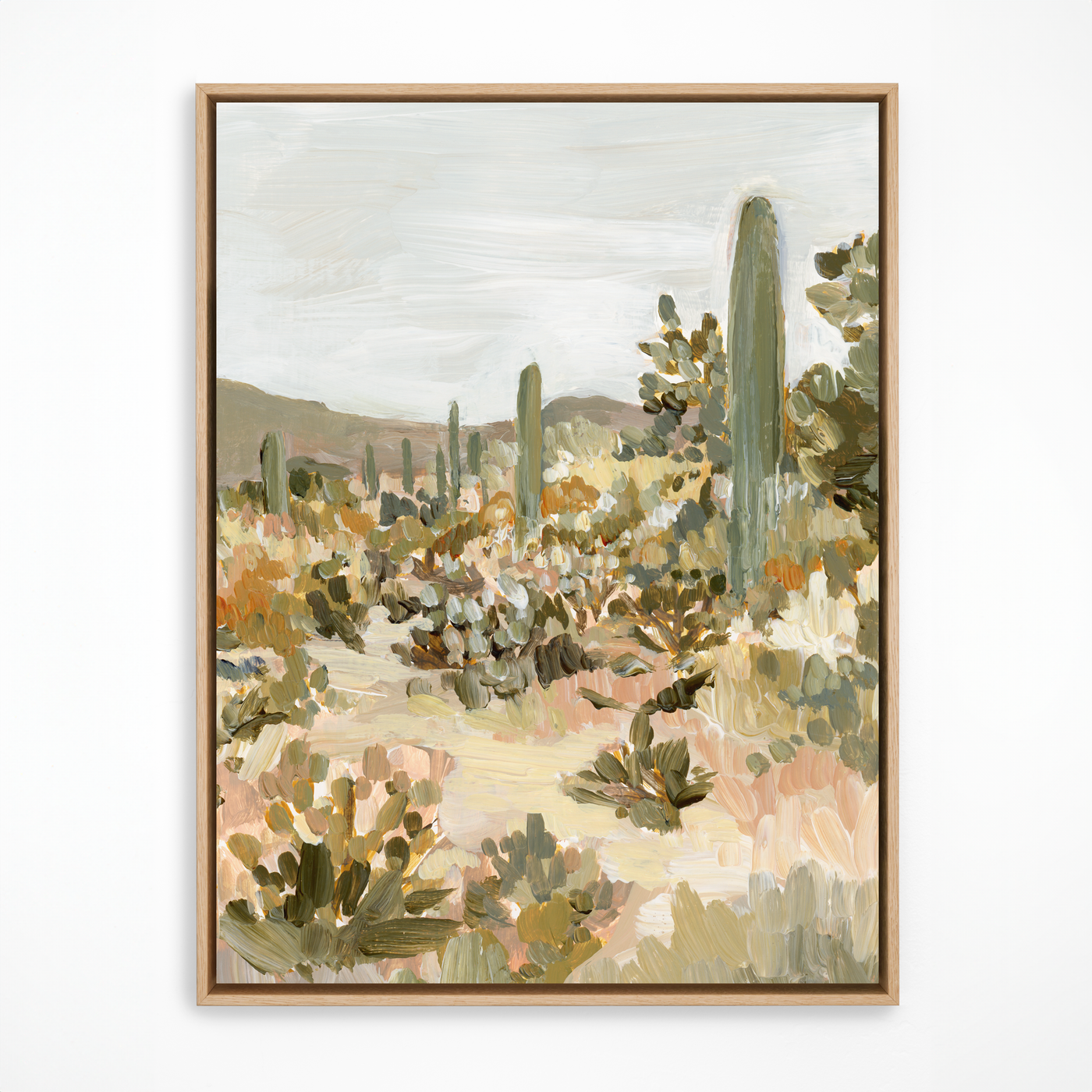 Cholla cactus art in natural frame