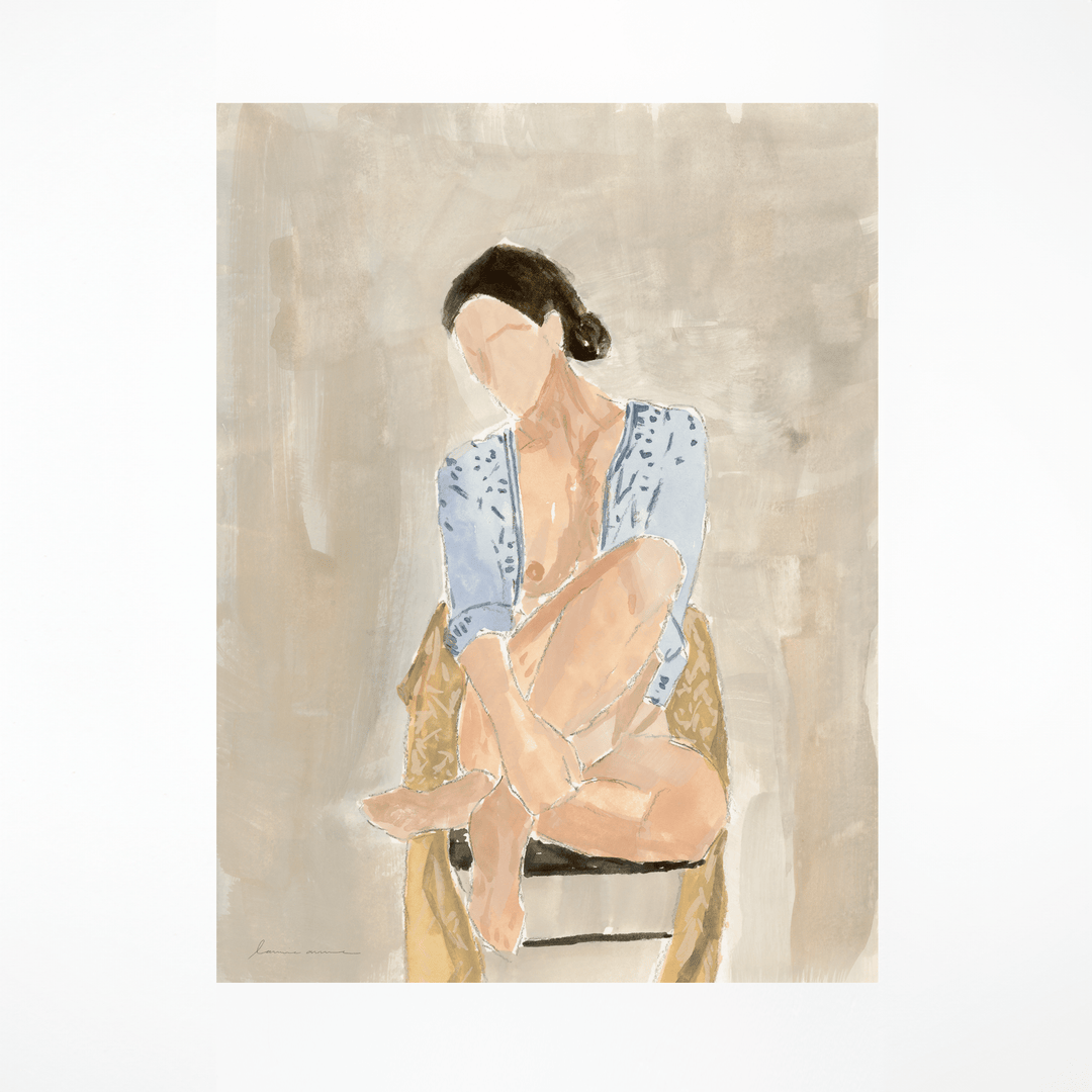 Girl in blue shirt print