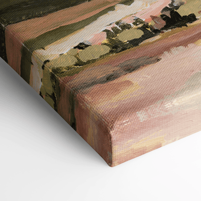 Olive Hills printed border art, close-up of canvas.