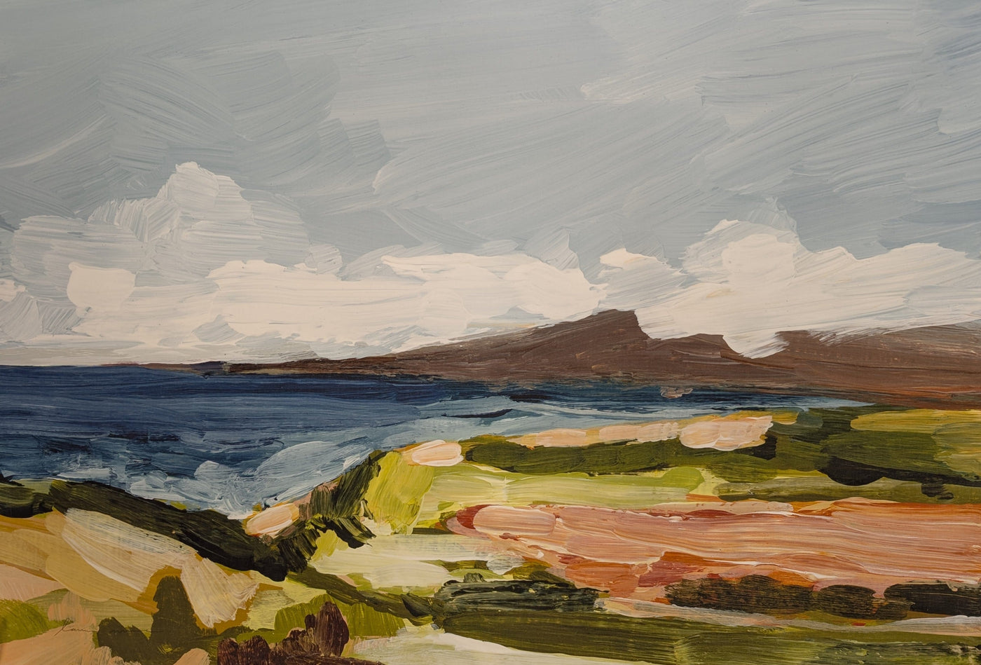 Coastal landscape painting, PXL_20250102_203936203, featuring sea, clouds, and...