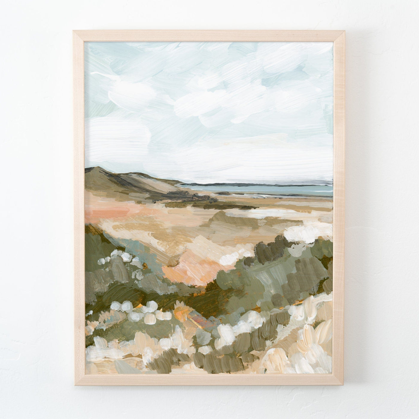 Sagebrush landscape painting in a wooden frame