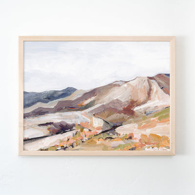 Blush Mountain landscape painting in wood frame