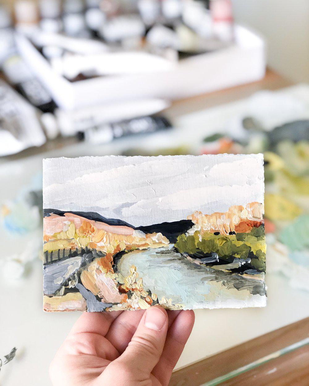 Tiny Painted River Landscape