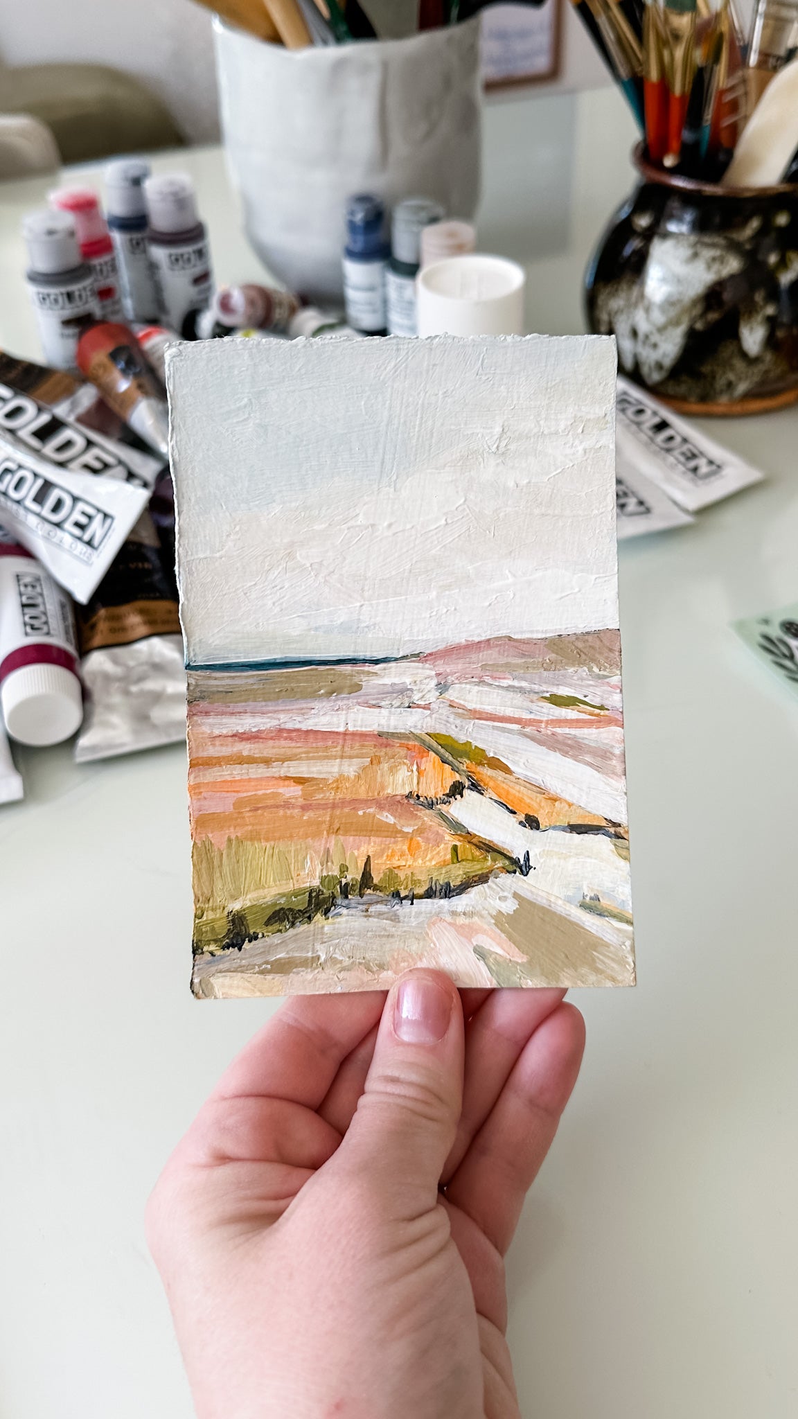 Framed "Tidal Flats" Tiny Landscape Original Painting