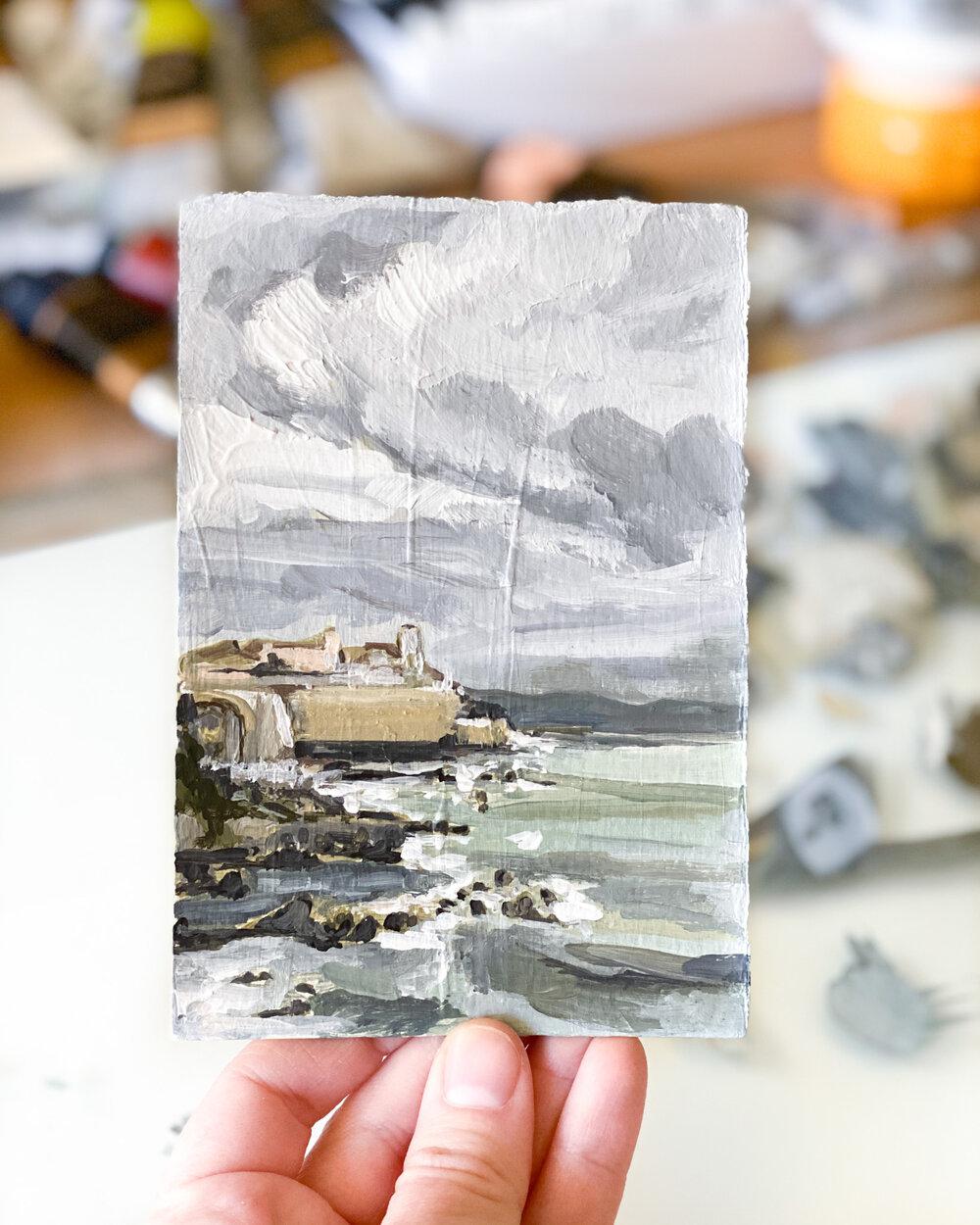 Tiny Antibes Coast Acrylic Painting